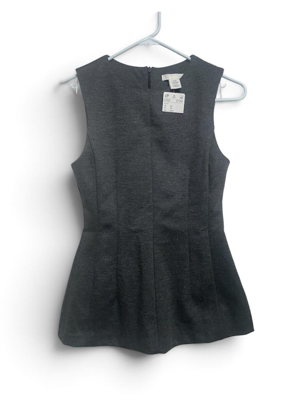 H&M Dark Gray Sleeveless Peplum Top Elegant Smart Casual Size XS